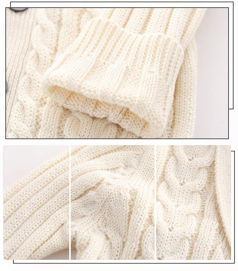 Feidoog Infant Baby Boys Cardigan Crochet Sweater V-Neckï¼ŒToddler Knit Button up Knitted Pattern Pullover Sweatshirt,Beige,6-12M - Image 4